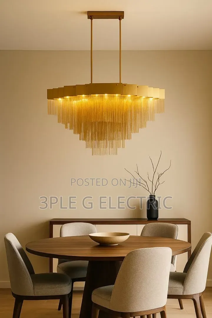L120cm   Chain Chandelier
 Gold Body