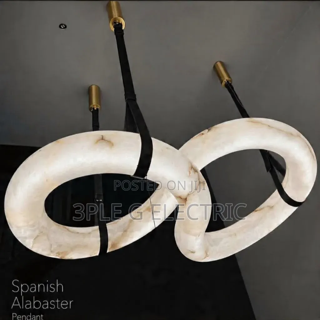 Spanish Alabaster Chandelier 
Black Leather