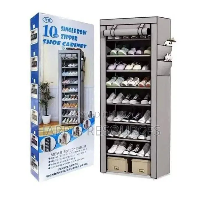 10 Layers Shoe Rack With Fabric Cover With Zip