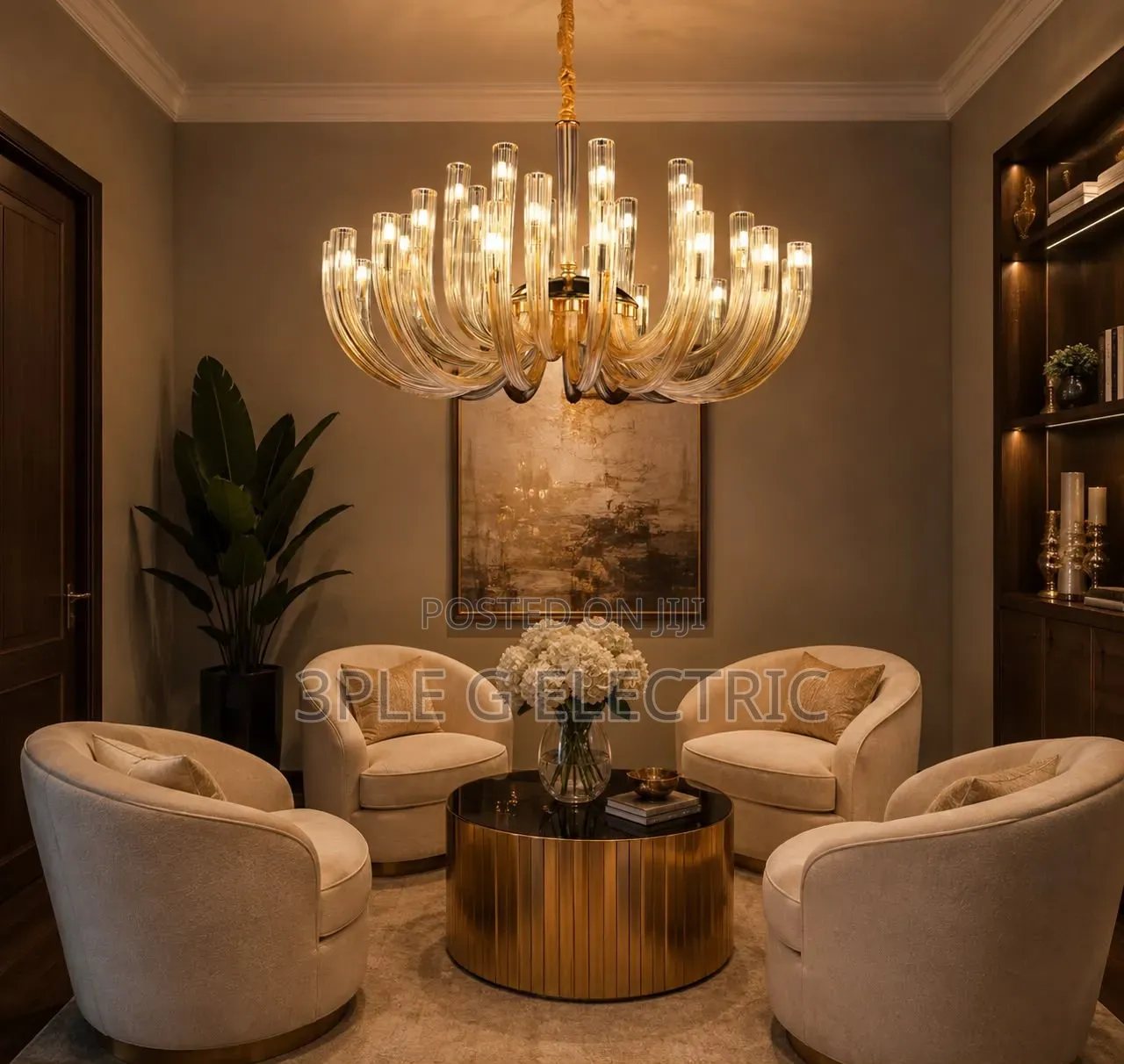 24 Hand G9 Amber Glass Chandelier