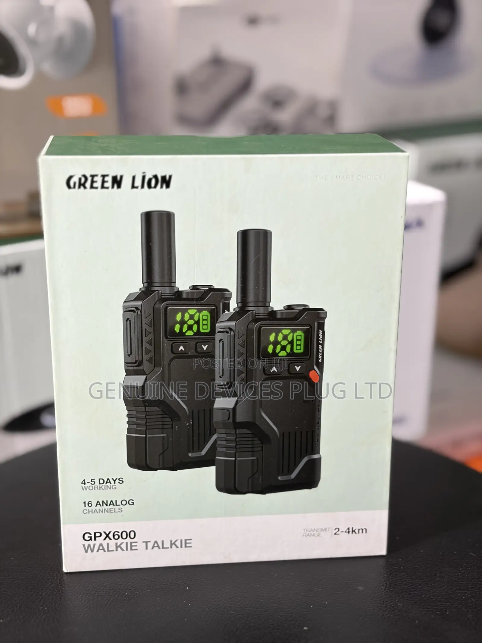 Green Lion Walkie Talkie With 16 Analog Channels - Clear Display