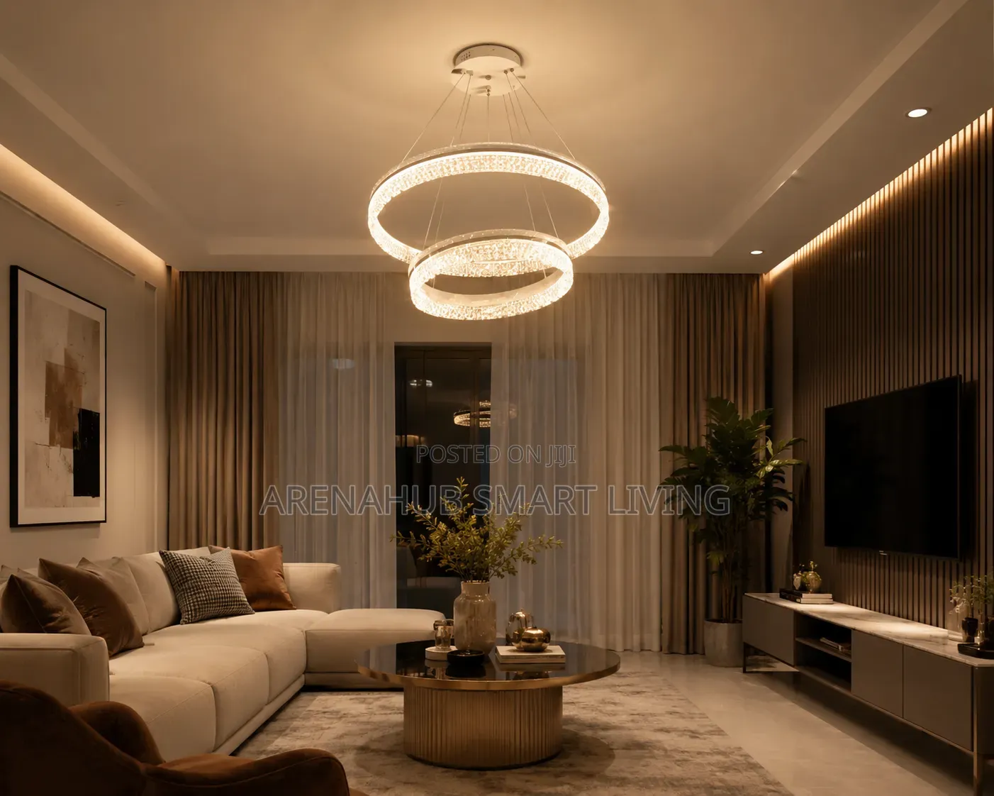 Crystal Pendant Light Living Room Remote Control Gold Chrome Lustre