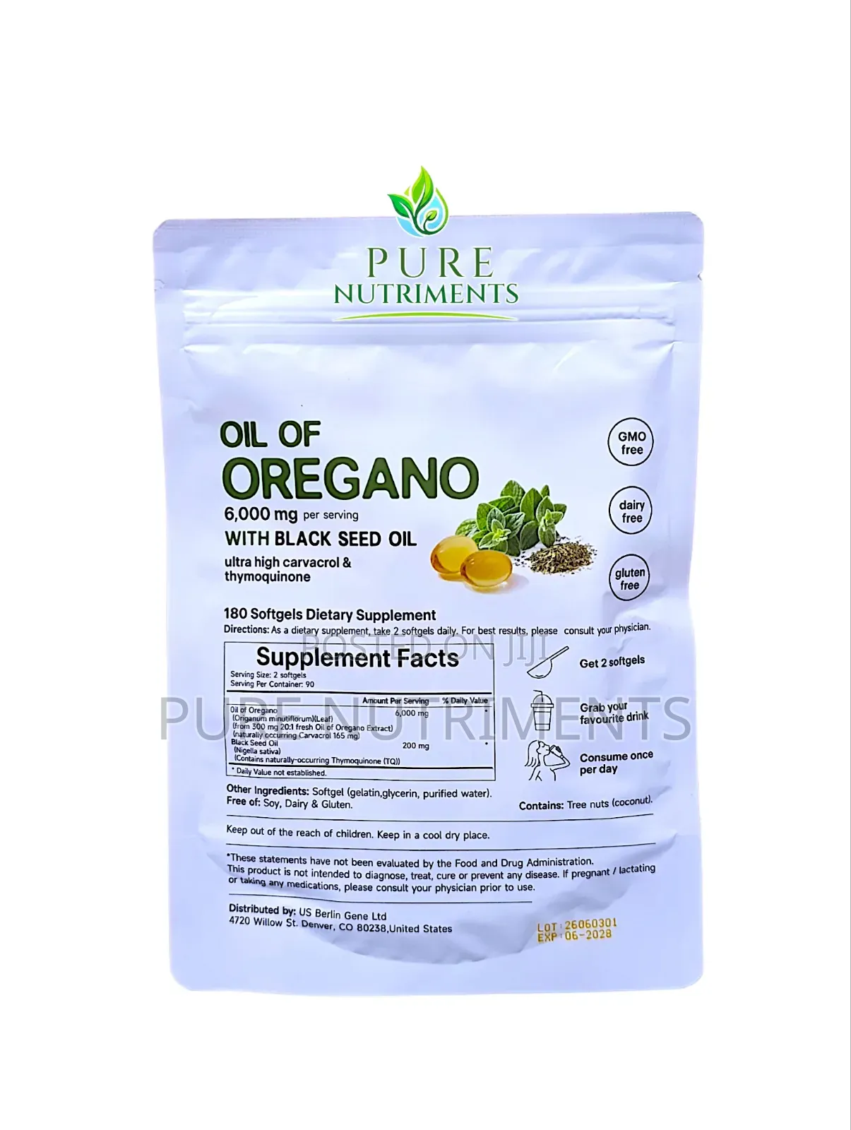 Oregano Oil 6000mg With Black Seed Oil 200mg 180 Softgels_ Gut Health