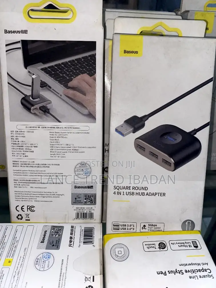 Square Round 4 in 1 USB Hub Adapter