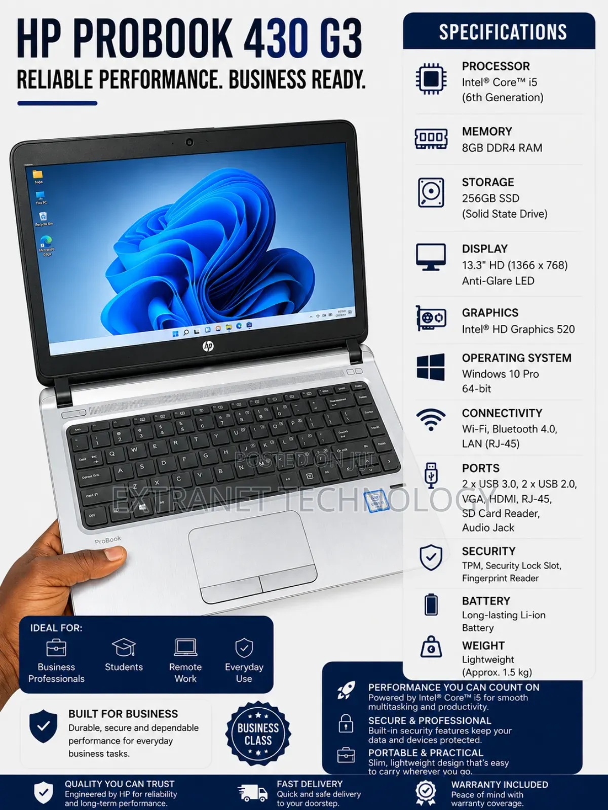 Laptop HP ProBook 430 G3 8GB Intel Core i7 SSD 256GB