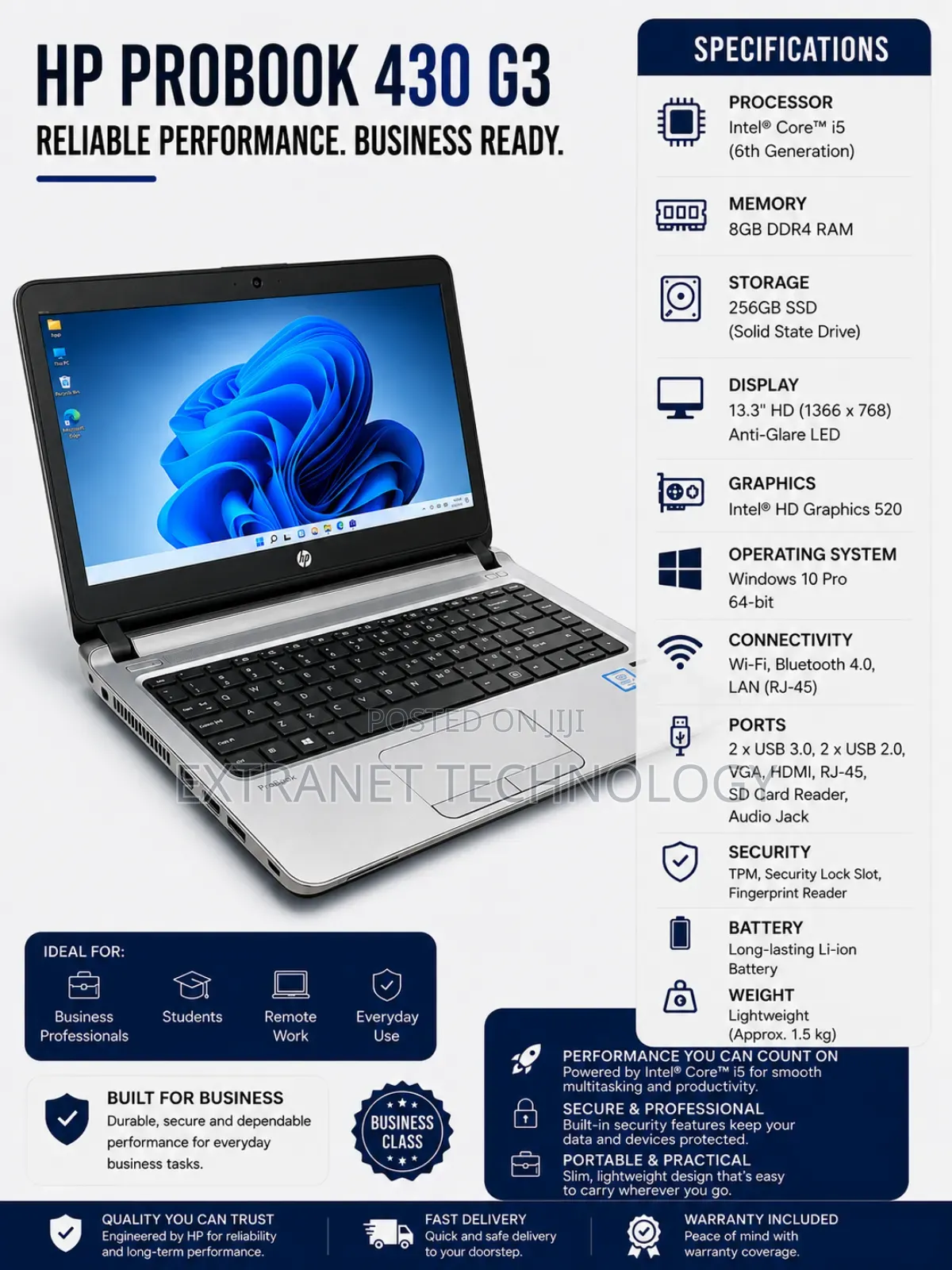 Laptop HP ProBook 430 G3 8GB Intel Core i7 SSD 256GB
