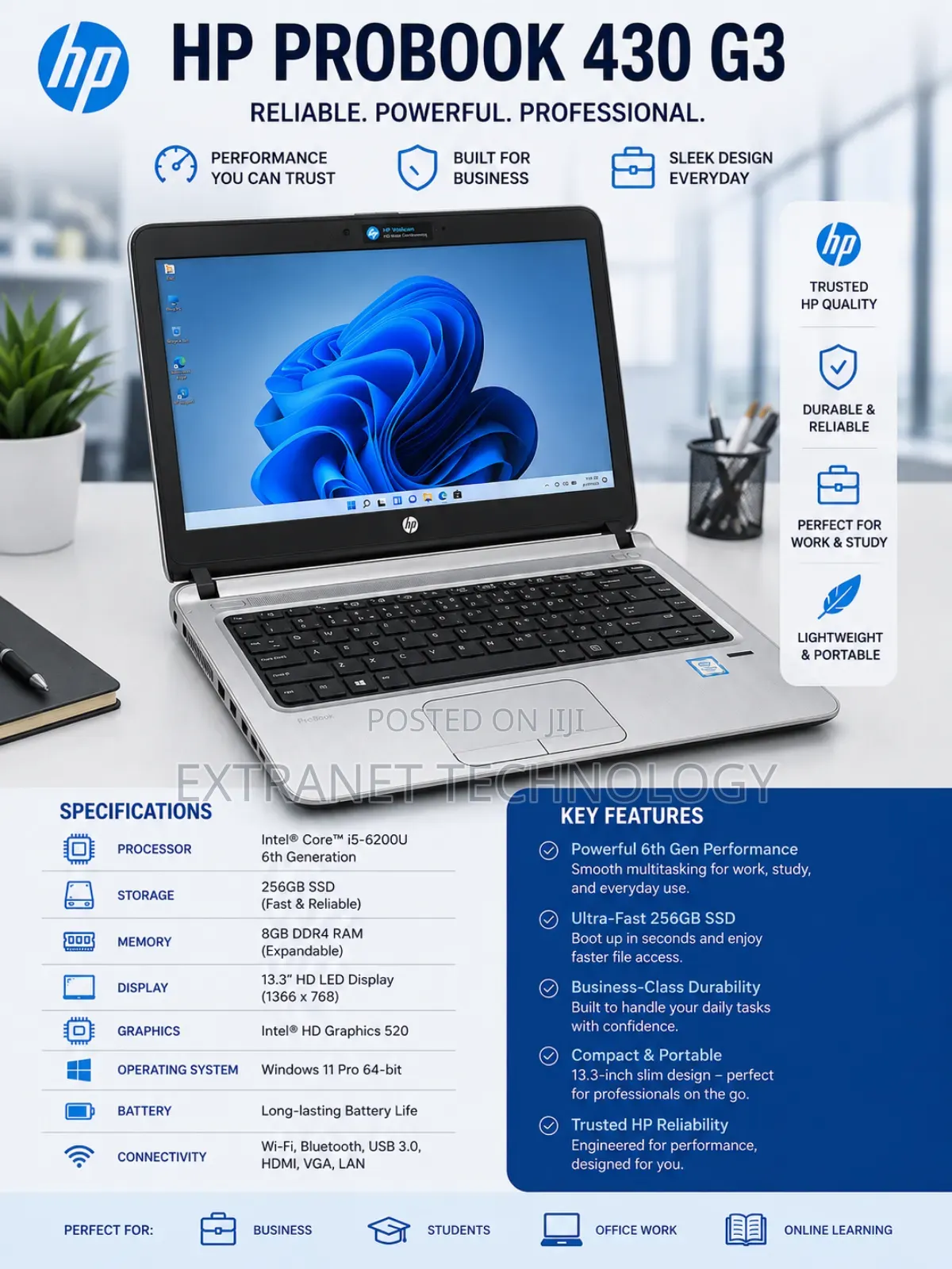 Laptop HP ProBook 430 G3 8GB Intel Core i7 SSD 256GB