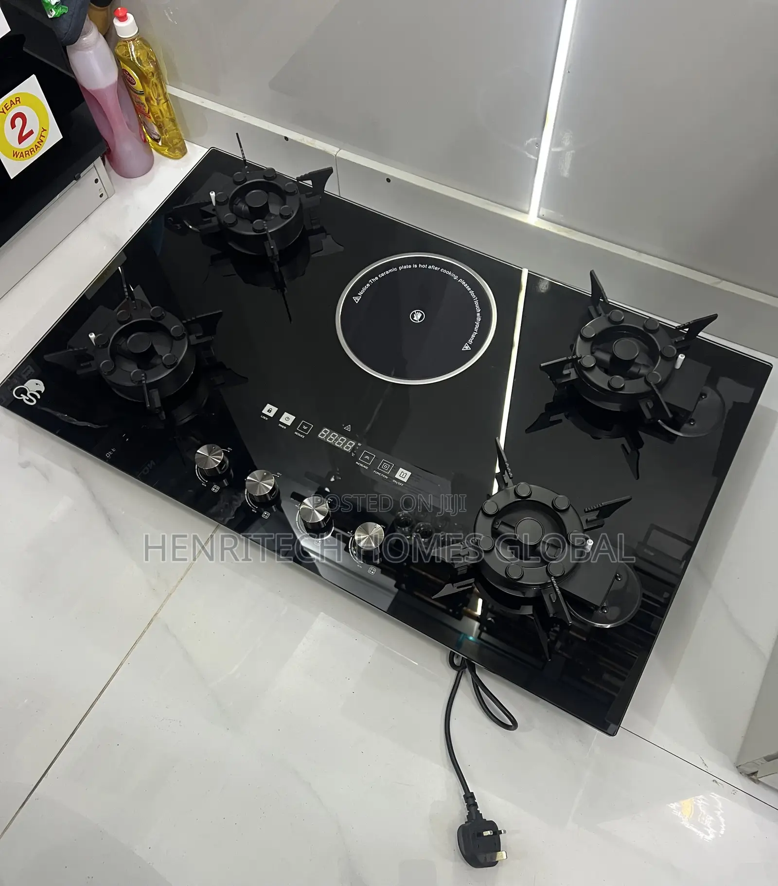 High Quality GS 4+1 Flip-Up Gas Burner – 4 Gas + 1 Electric Hot Plate