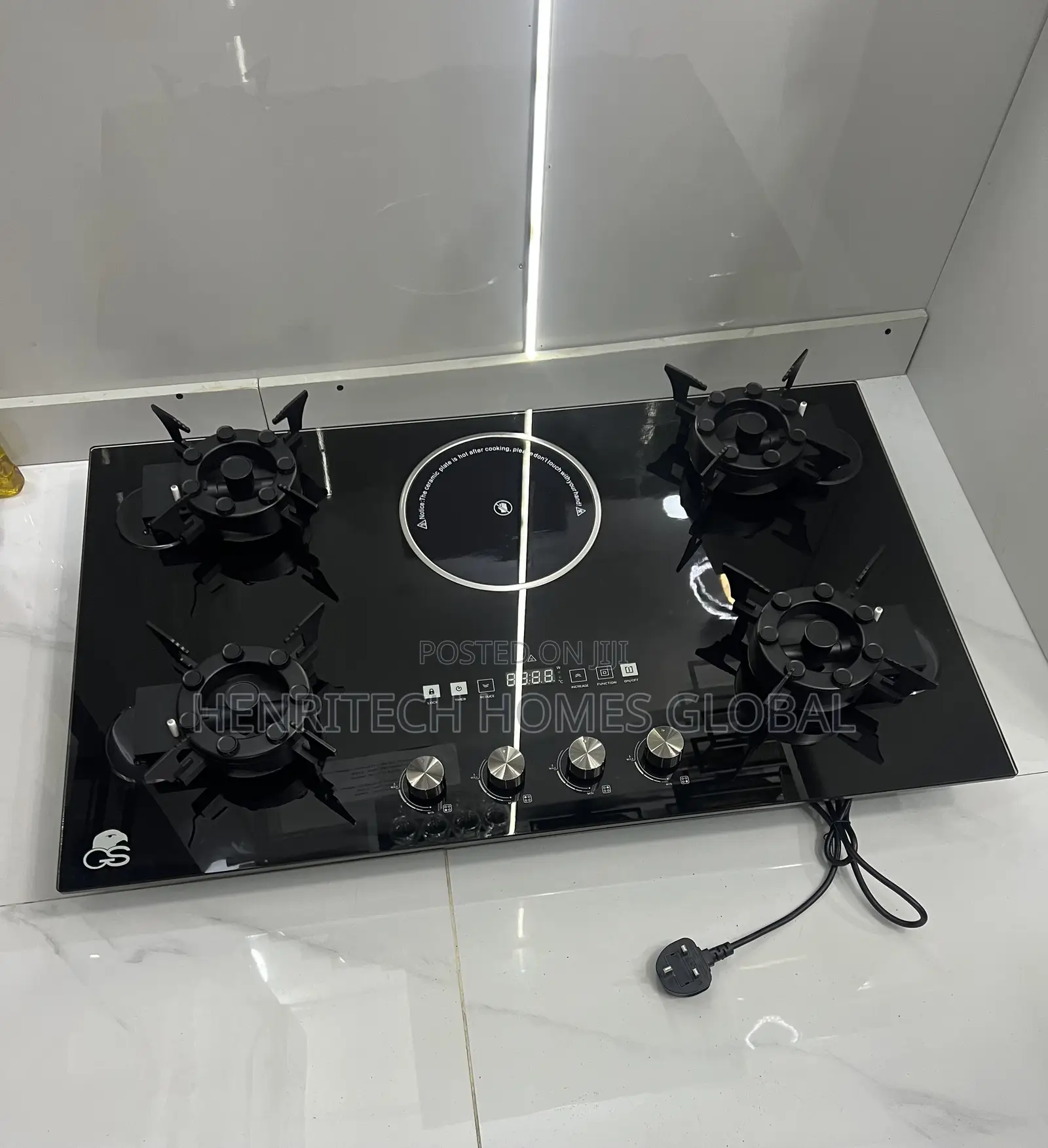 High Quality GS 4+1 Flip-Up Gas Burner – 4 Gas + 1 Electric Hot Plate