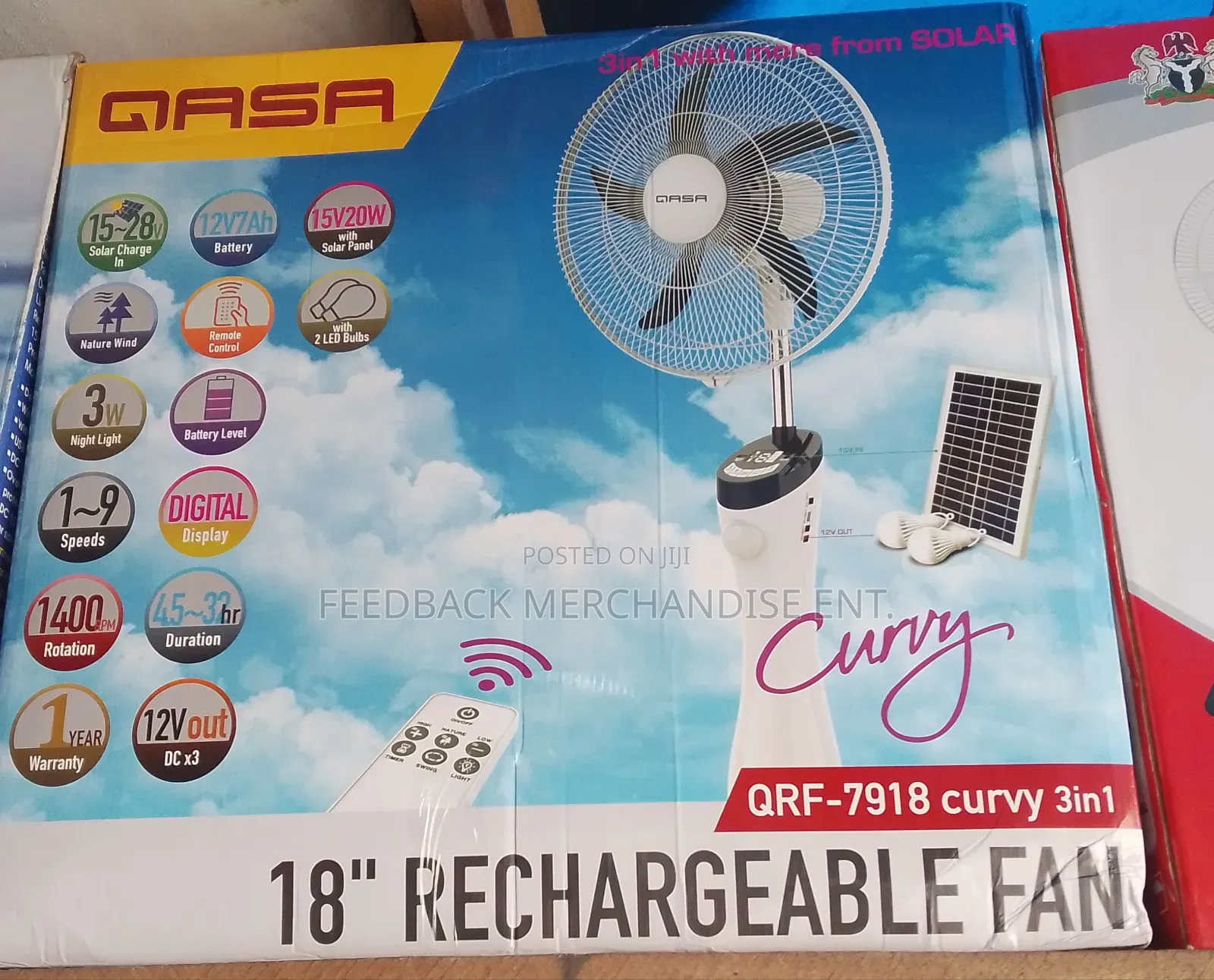 Qasa Rechargeable Standing Fan (18 Inches)