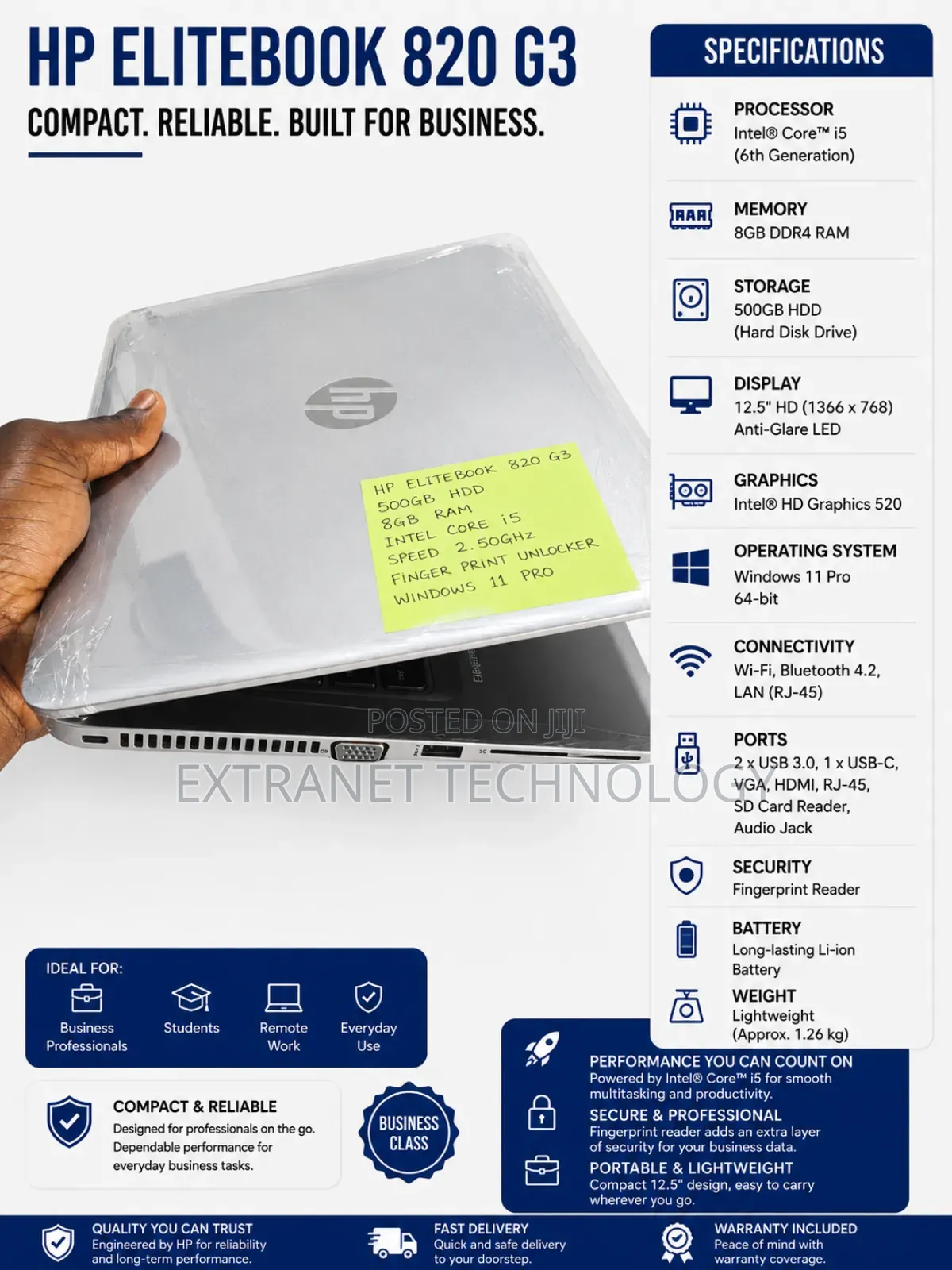 Laptop HP EliteBook 820 G3 8GB Intel Core i5 HDD 500GB