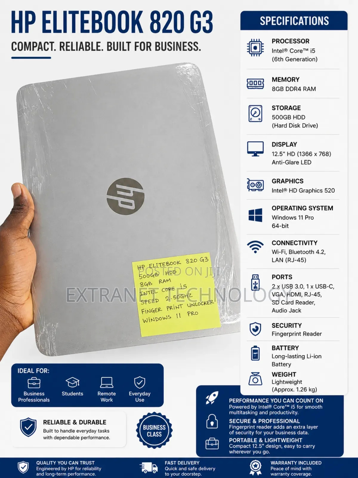 Laptop HP EliteBook 820 G3 8GB Intel Core i5 HDD 500GB