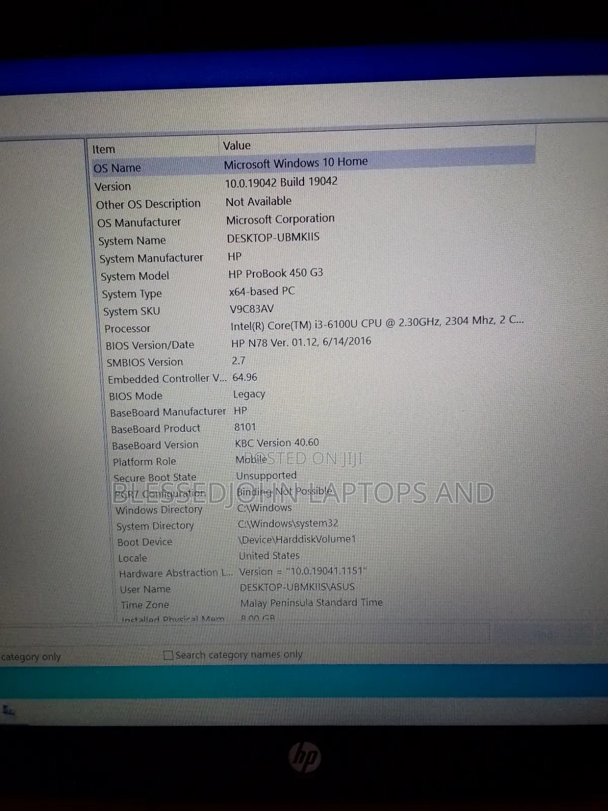 Laptop HP ProBook 450 G3 8GB Intel Core i3 HDD 500GB