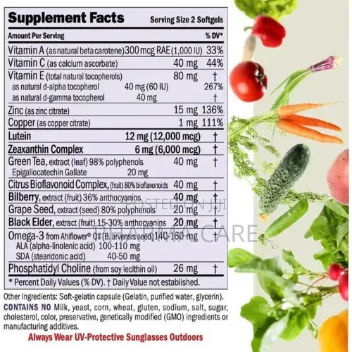 Ultimate Eye Support 30 Softgel-12mg Lutein- 6mg Zeaxanthin- Bilberry-