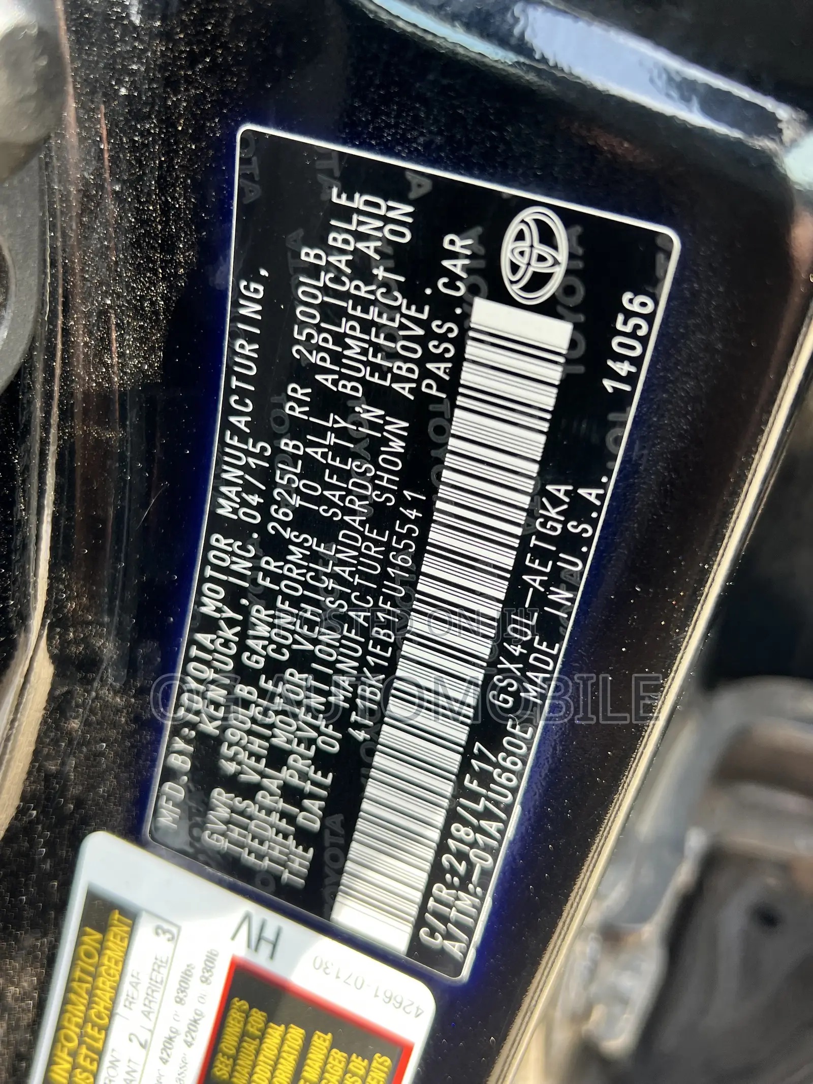 Toyota Avalon XLE Touring 4dr Sedan (3.5L 6cyl 6A) 2015 Black