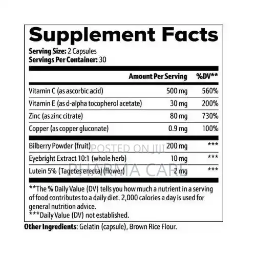 Vision Support 60 Capsules Lutein- Bilberry- Eyebright Extract
