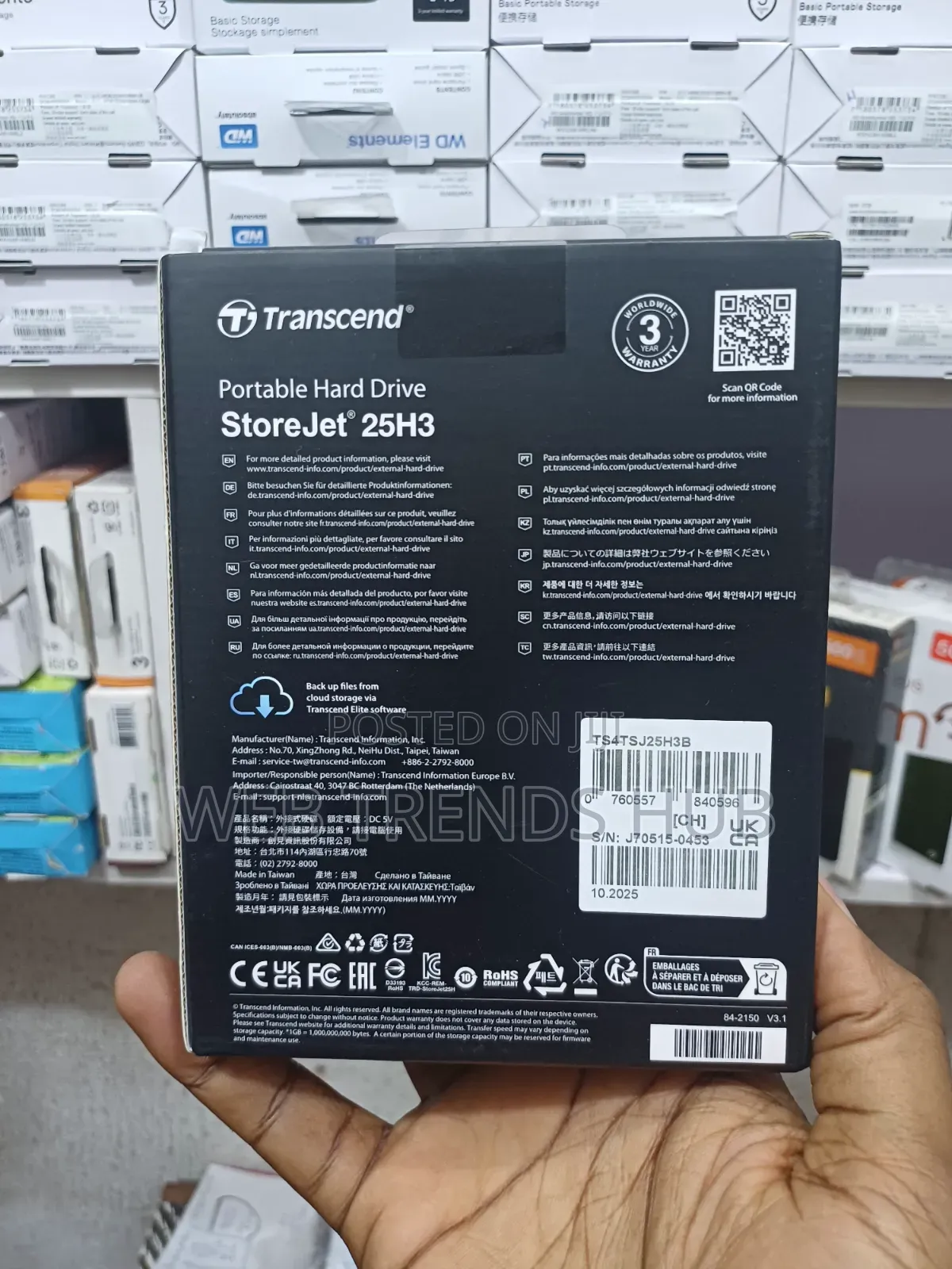 Brand New Transcend StoreJet 25H3 4TB External Hard Drive - USB 3.1
