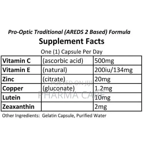 Pro Optic 30 Capsules Areds 2 Based Formula Lutein10mg- Zeaxanthin 2mg