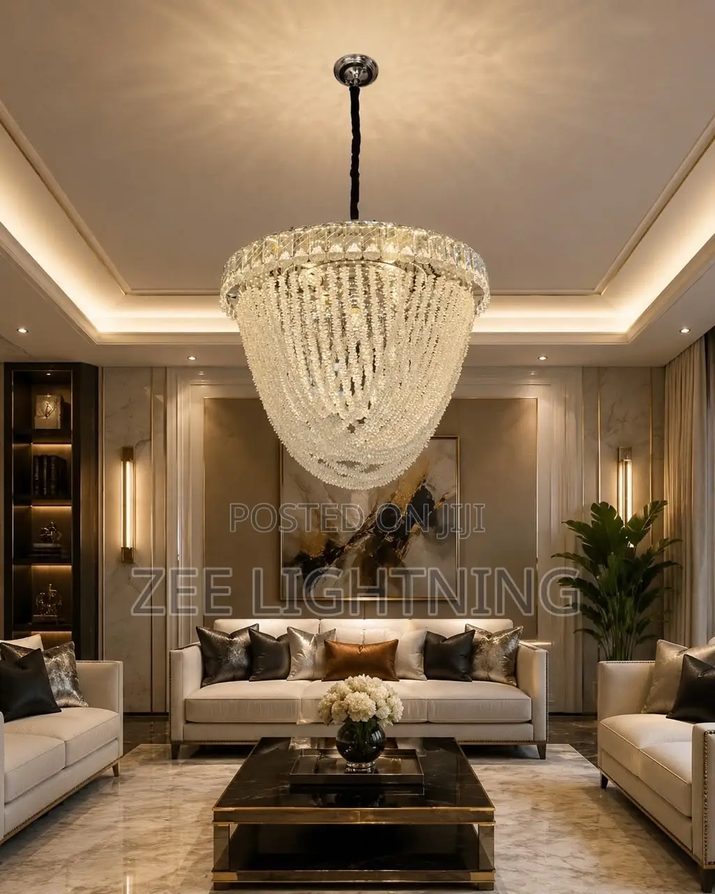 LED Full Crystal Chandelier With Remote Control (Size 600mm)
