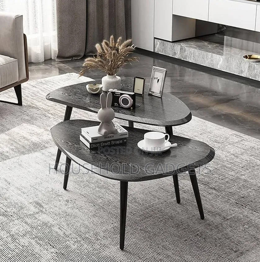 2pcs Luxury Crafted Wood Top Center Table