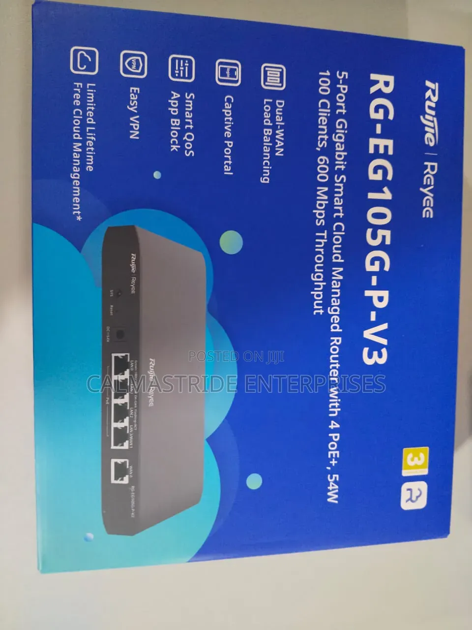 Ruijie RG-EG105G-P-V3 Is a 5-Port Gigabit Cloud Managed PoE+ Router