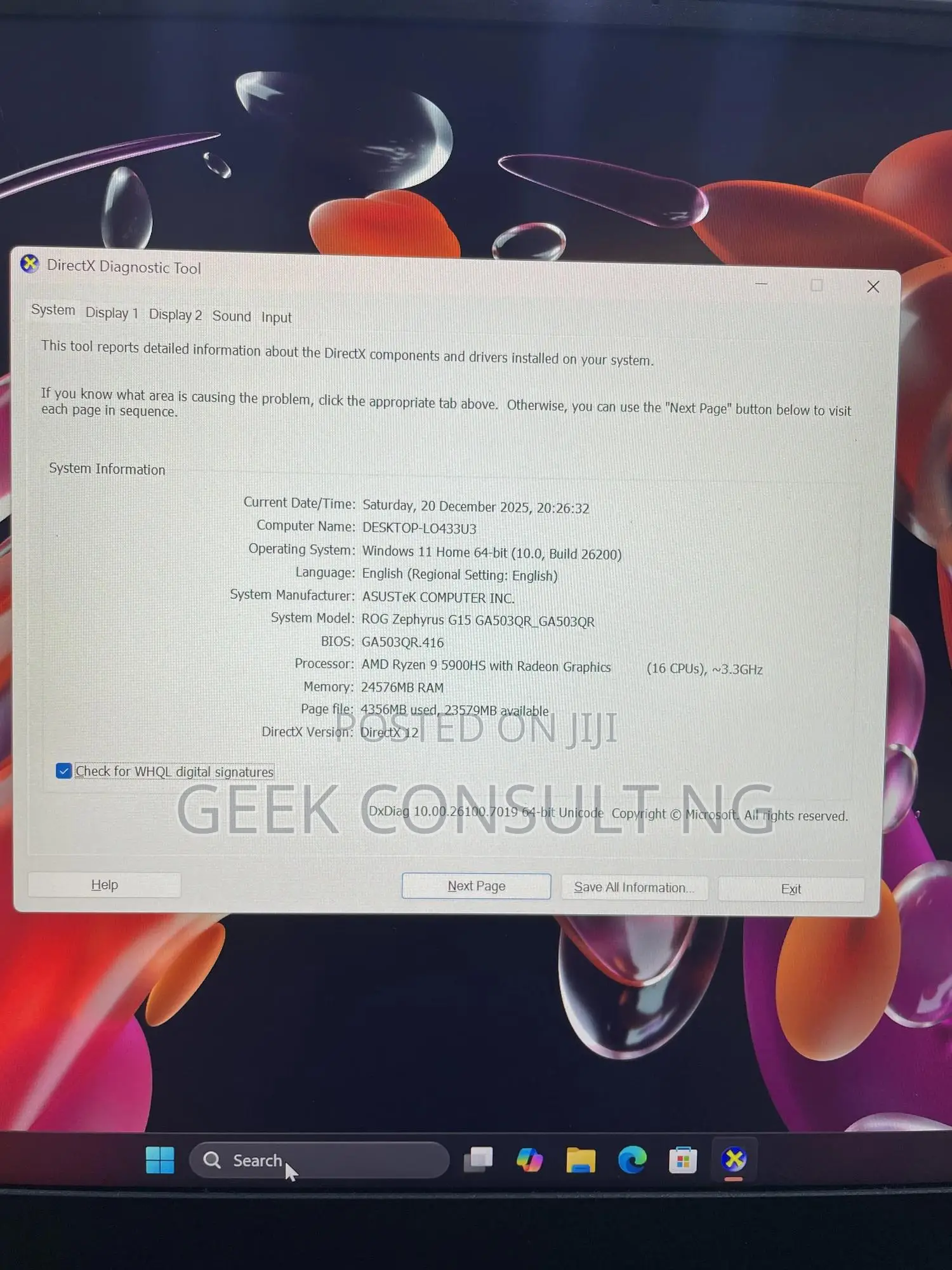 Laptop Asus ROG Zephyrus G15 24GB AMD Ryzen 9 SSD 1T