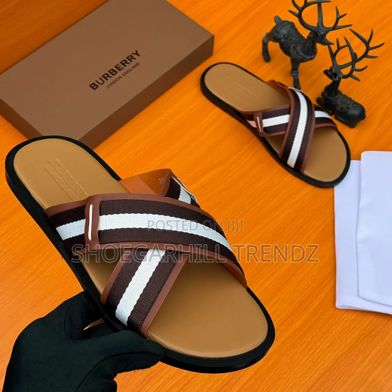 Men Shoes Burberry Crisscrossed Palm Slippers