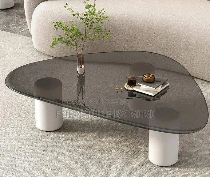 Original Drop Glass Coffee Table With Cylinder Legs