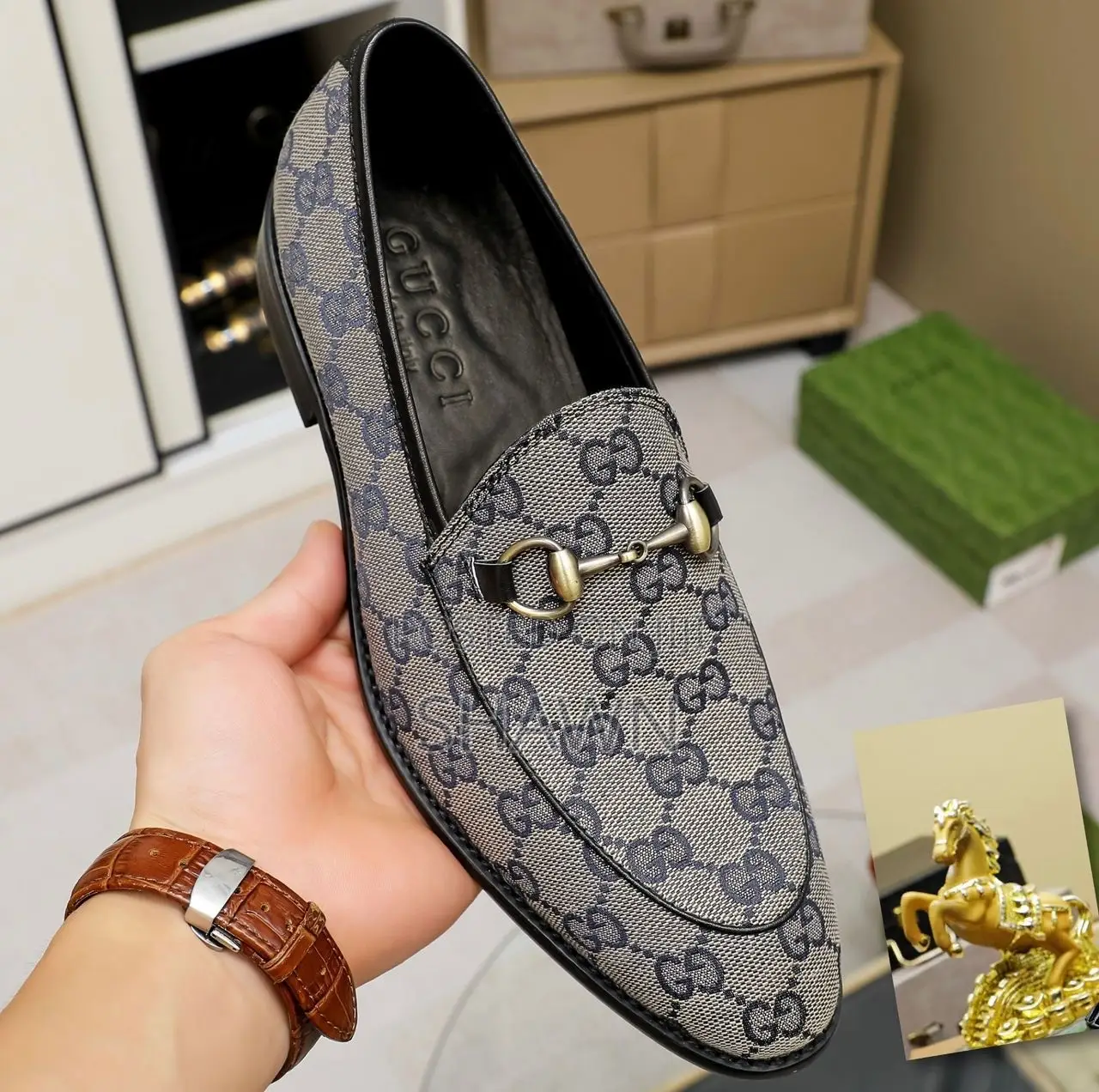 Gucci Print Bit Loafers