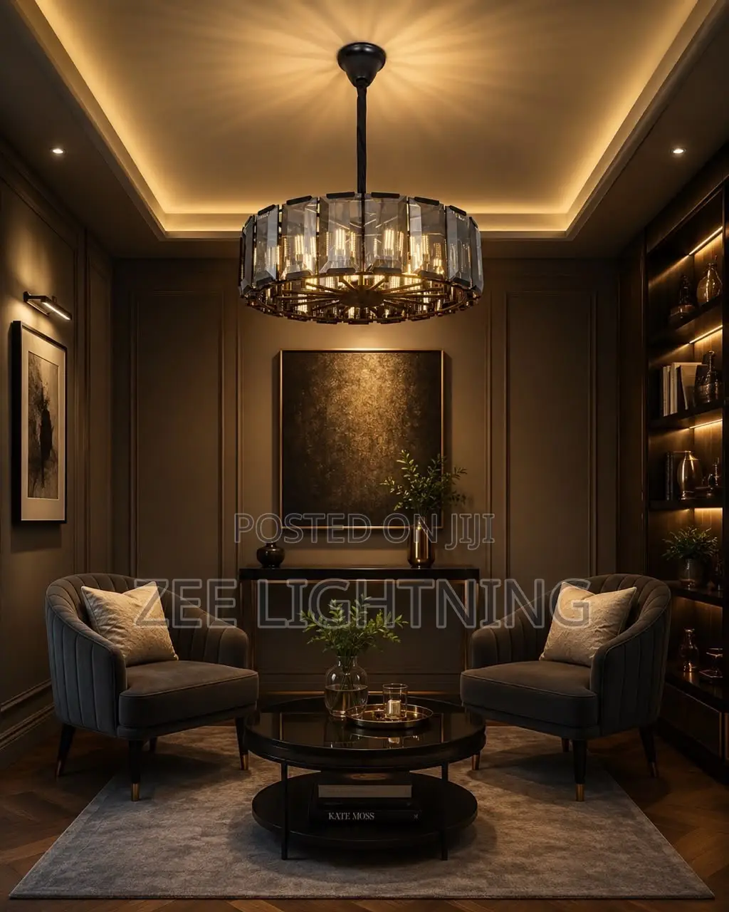 Smoky Glass Chandelier for Living Room (Size 800mm)