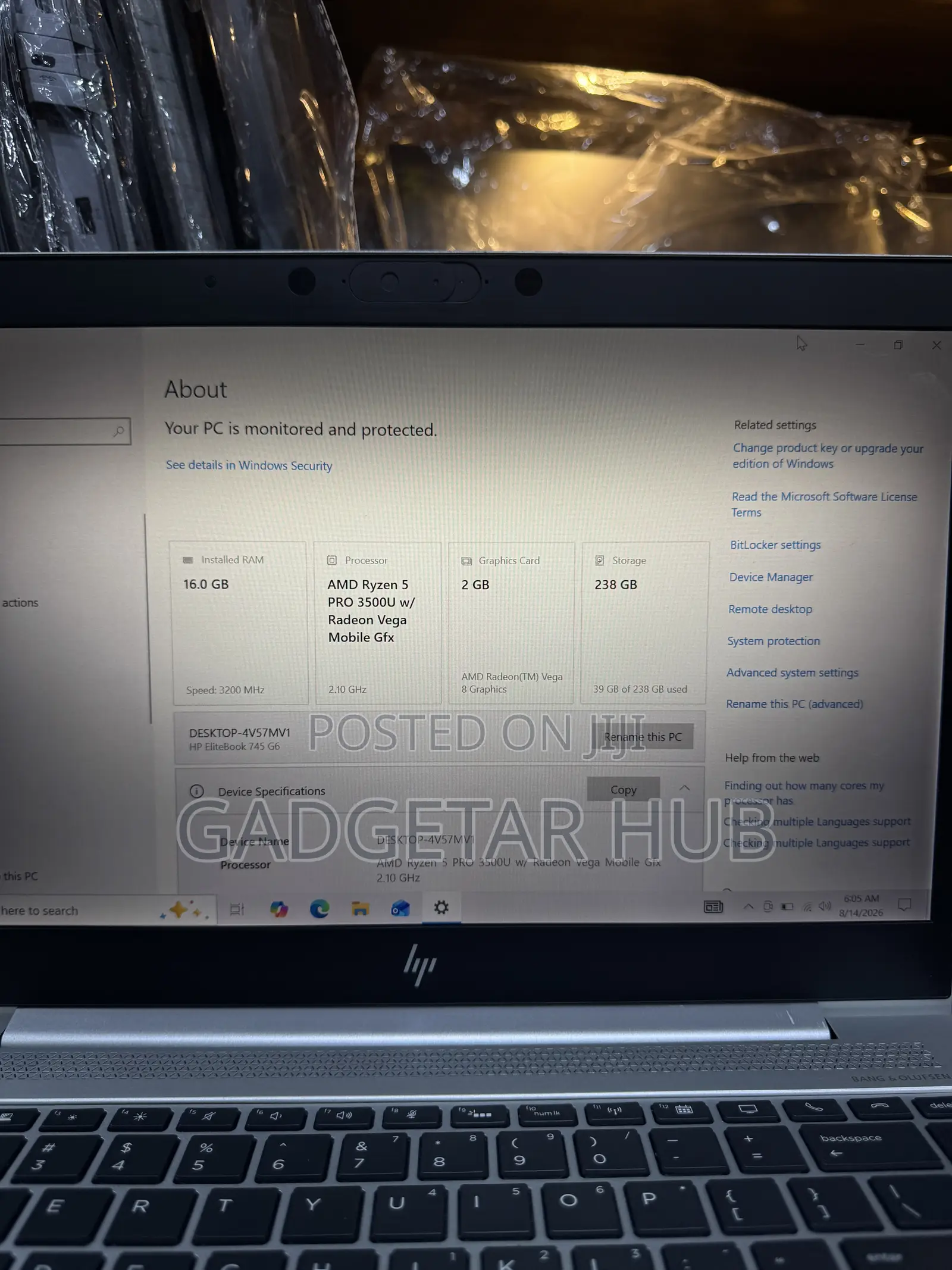 Laptop HP EliteBook 745 G6 16GB AMD Ryzen 5 SSD 256GB