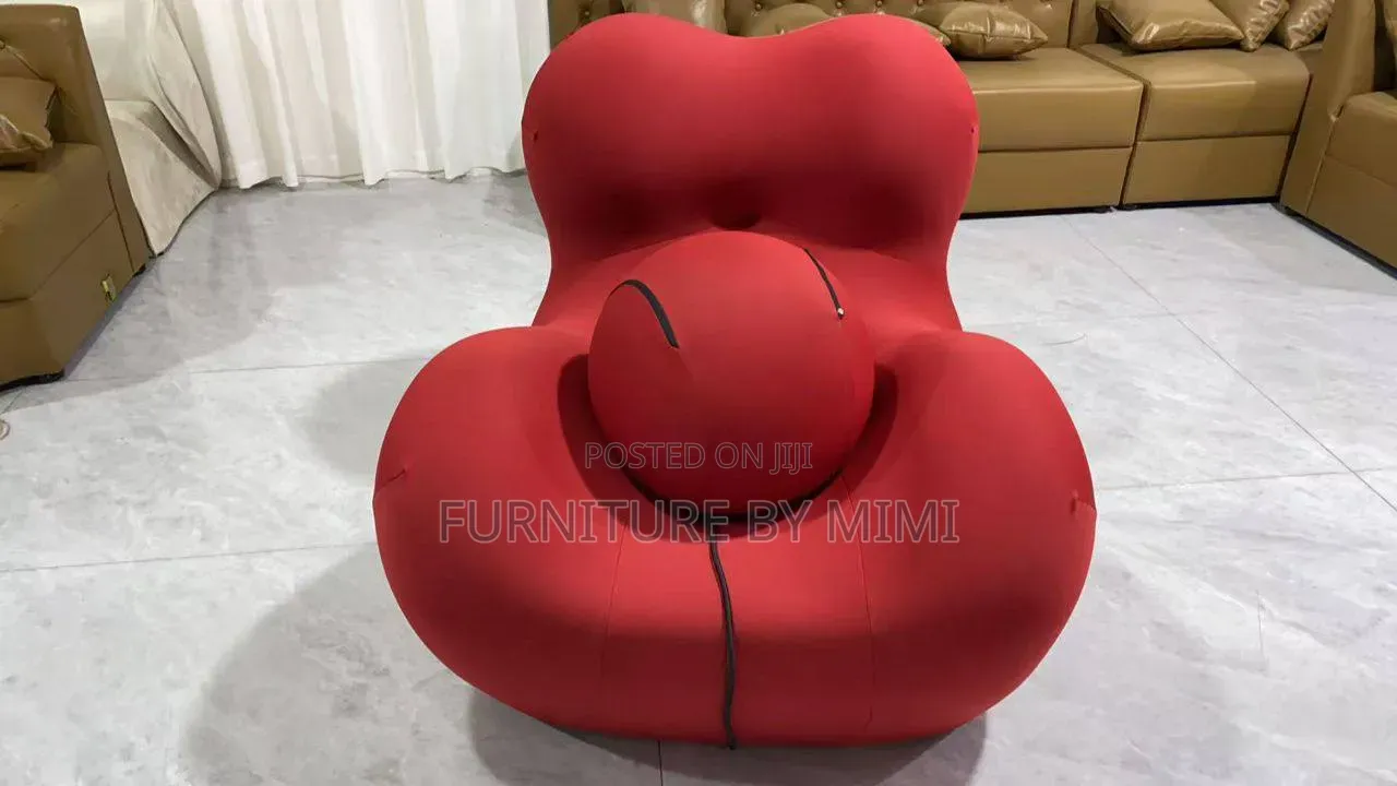 Brand New Modern Designer Inflatable Striped Lounge Chair With Ottoman