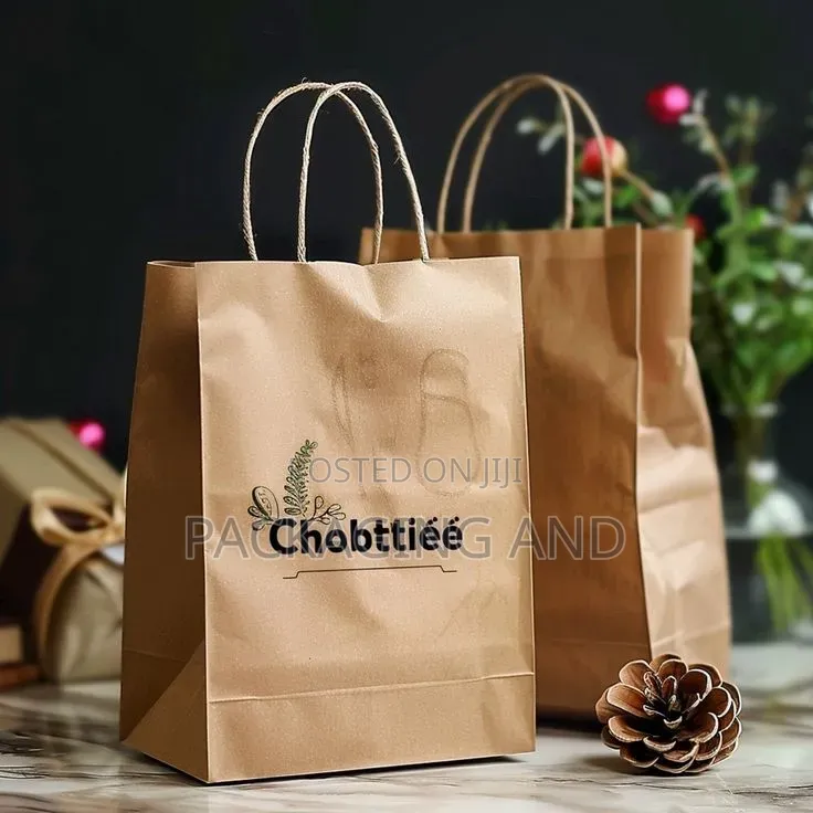 Printed A4 Kraft Paper Bag – Logo Branded Brown Bag, 100 MOQ