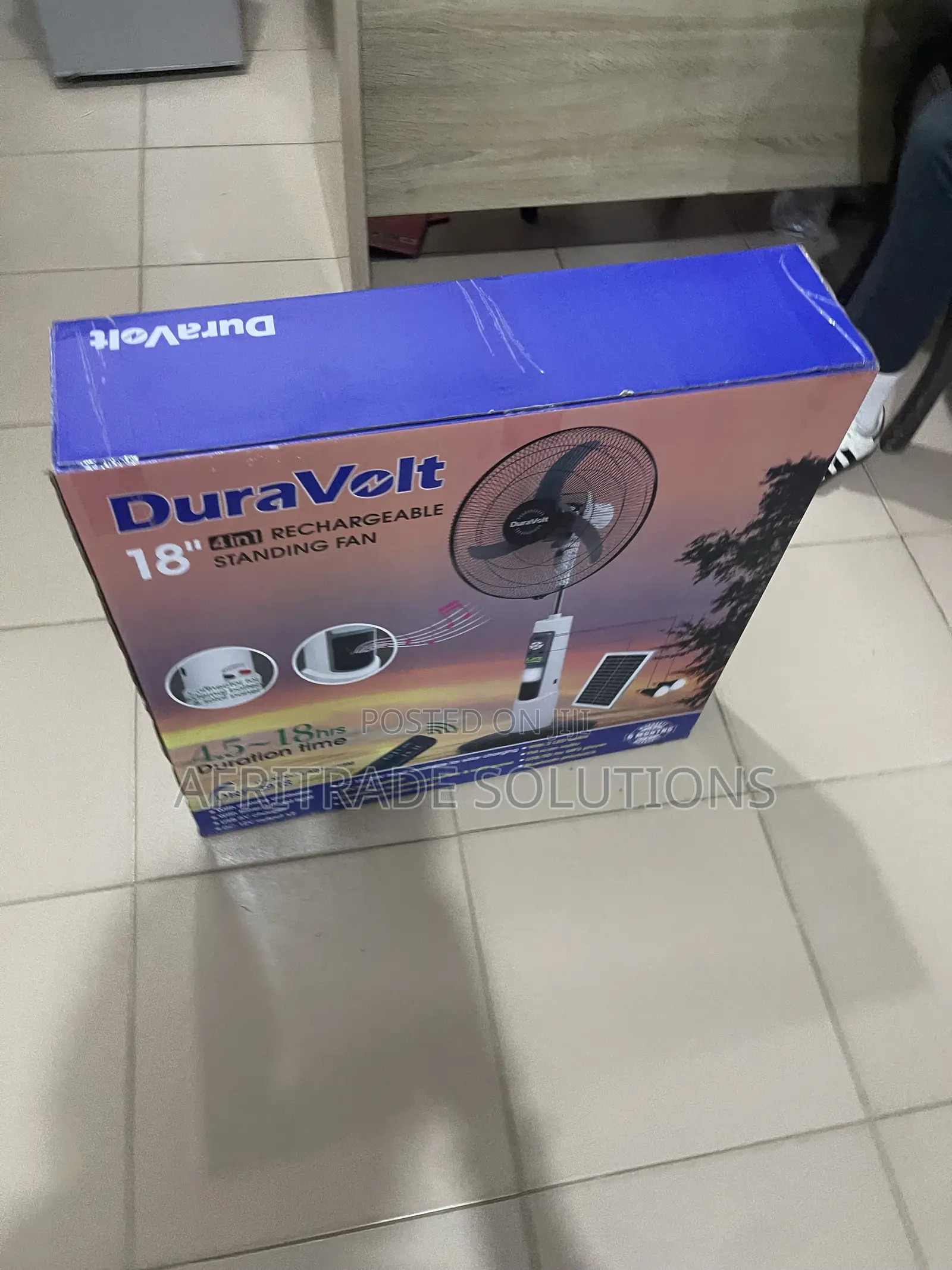 Duravolt 18′′ Solar Rechargeable Fan