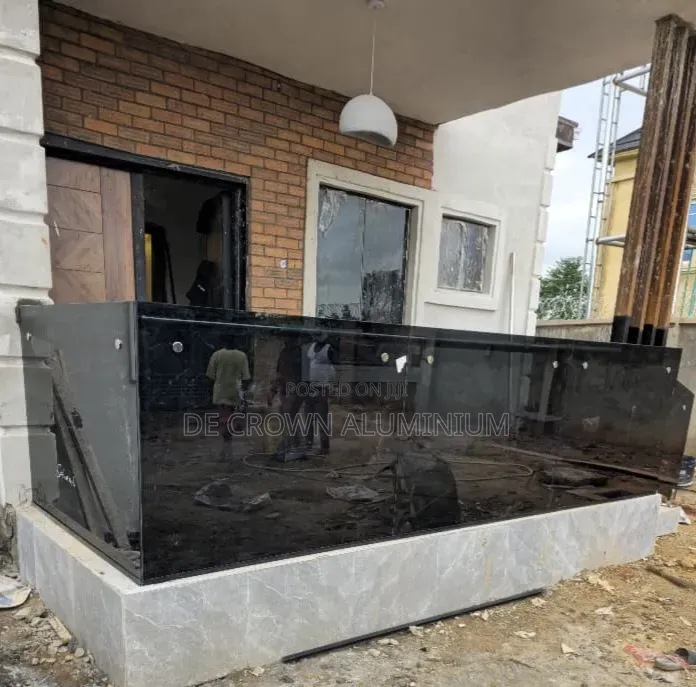 10mm Tempered Black Glass Balcony Railing | Modern & Luxury