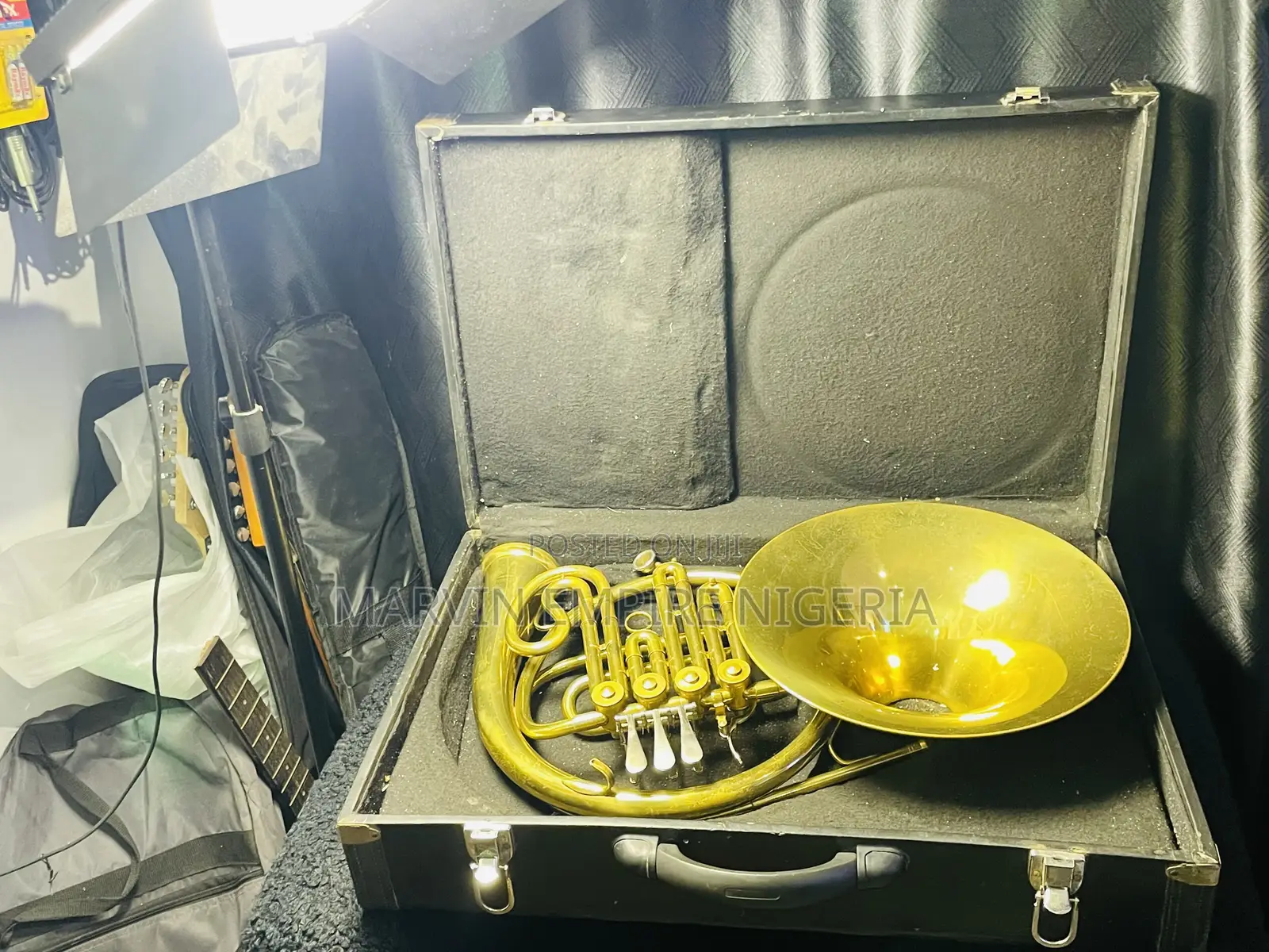Brass French Horn With Detachable Gold-Lacquered Bell