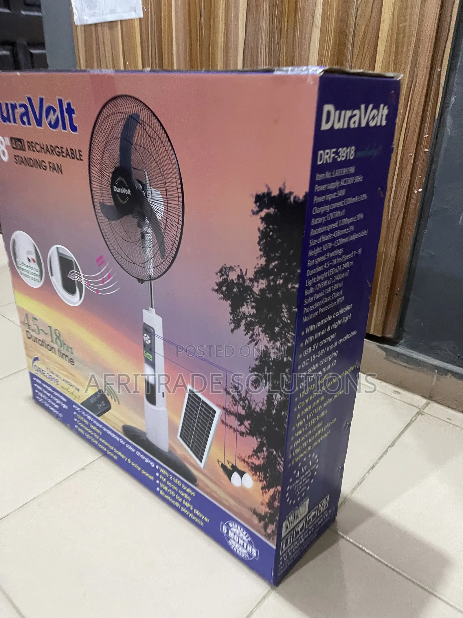 Duravolt 18′′ Solar Standing Cooling Fan