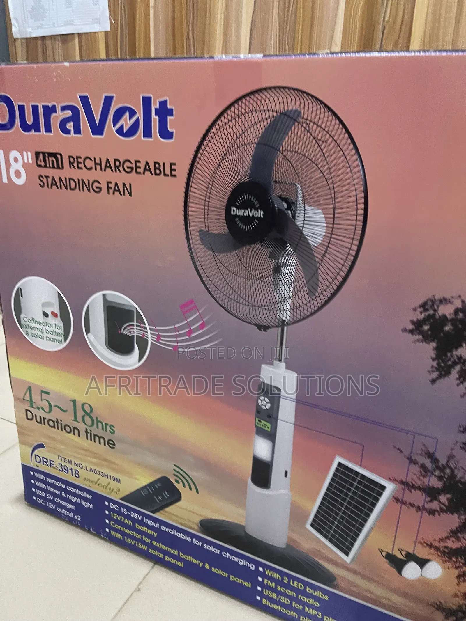Duravolt 18′′ Rechargeable Floor Fan