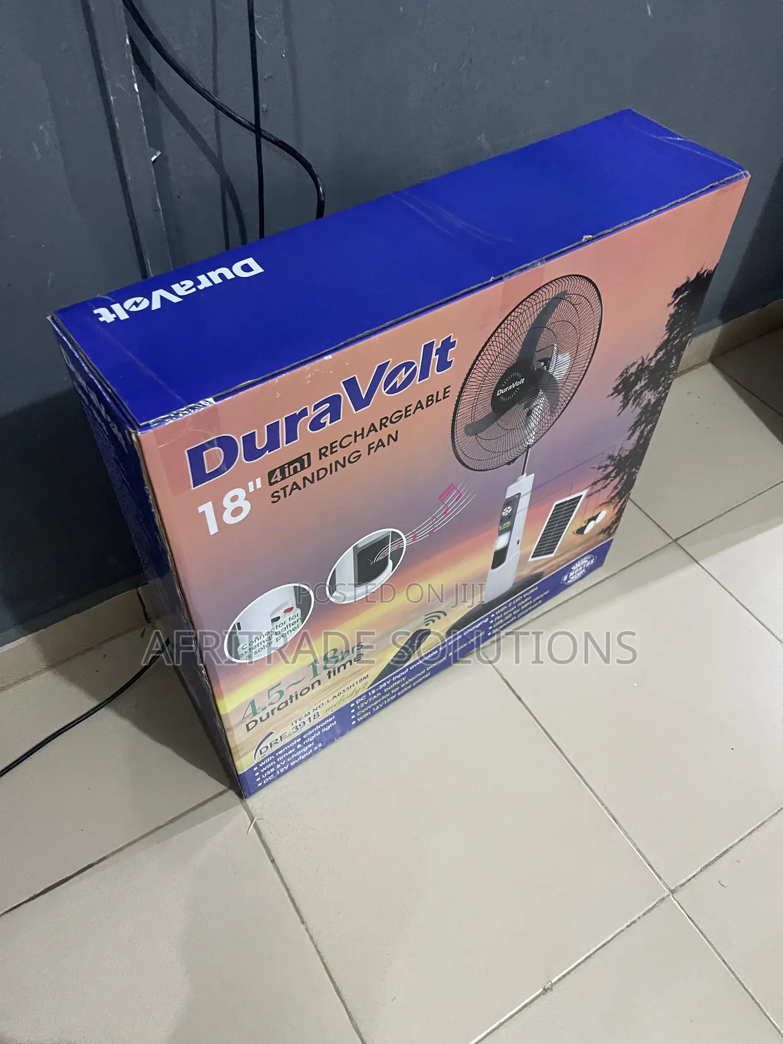 Duravolt 18′′ Stand Fan With Solar Charging
