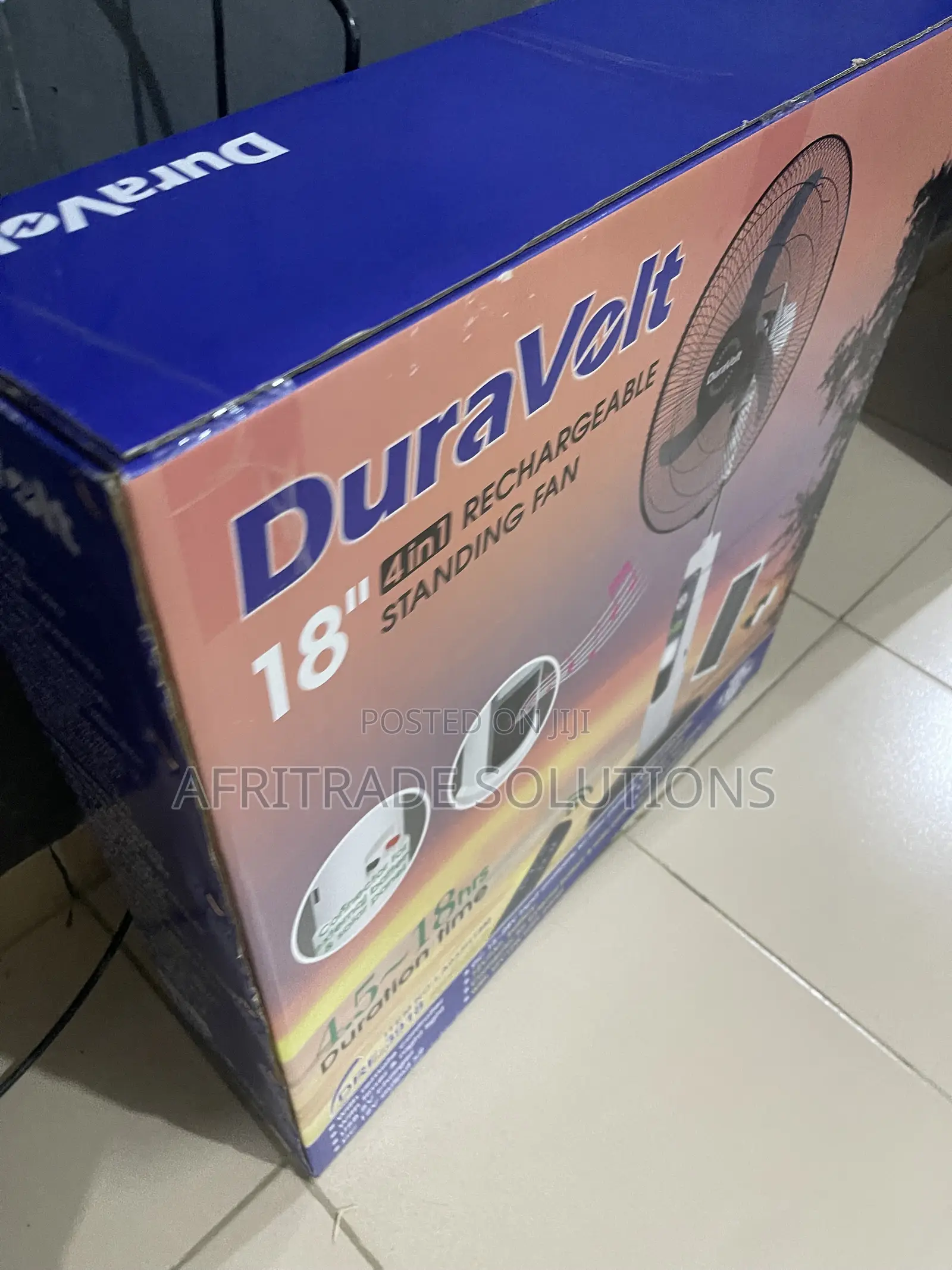 Duravolt 18′′ Solar-Powered Rechargeable Fan