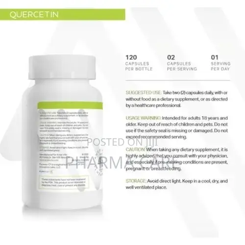 Quercetin W/ Vitamin C Vitamin D3 Zinc Immunity Boost 120Vegetable Cap