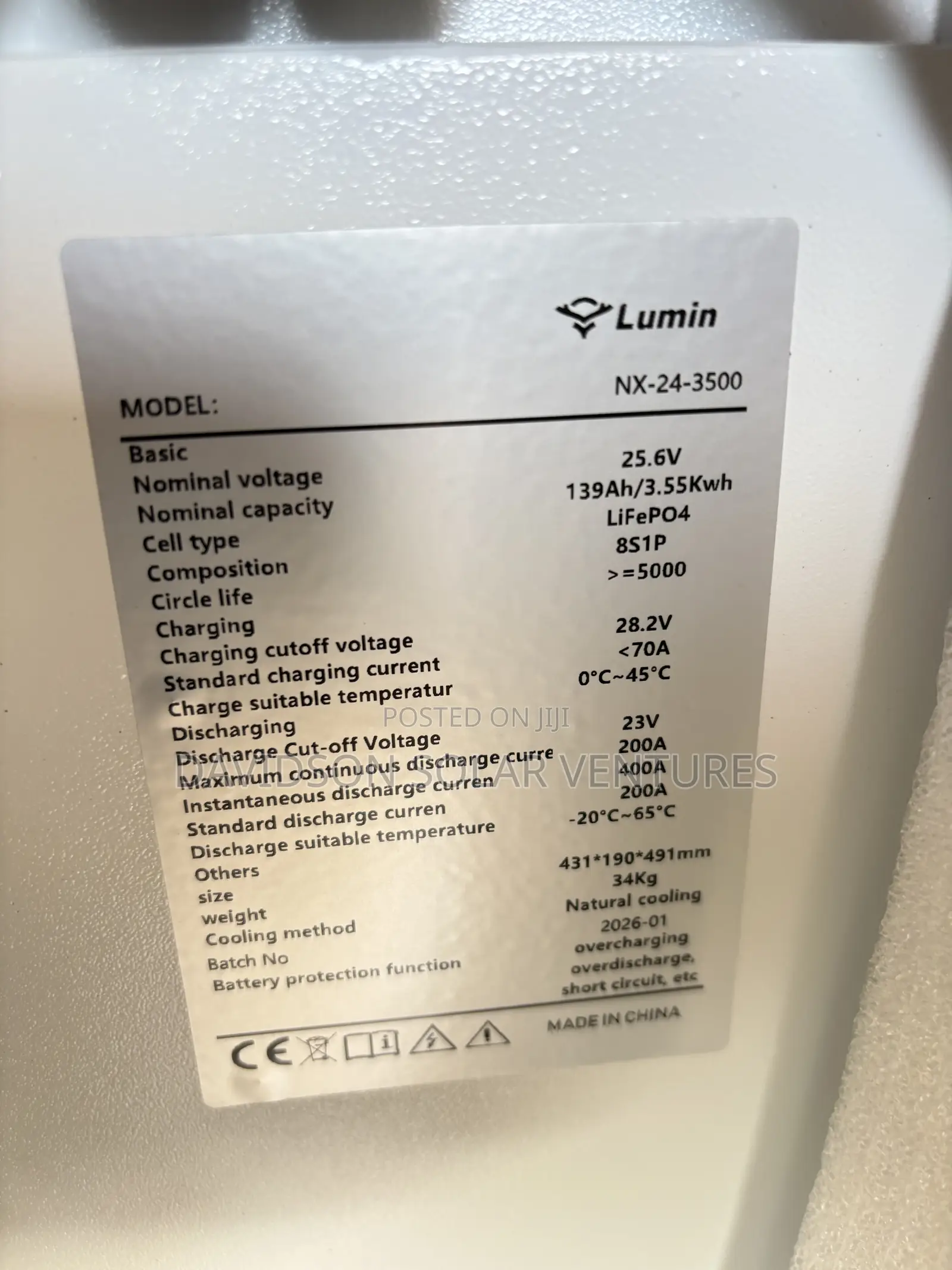 24v 3.5kwh Lumin Lithium Ion Battery