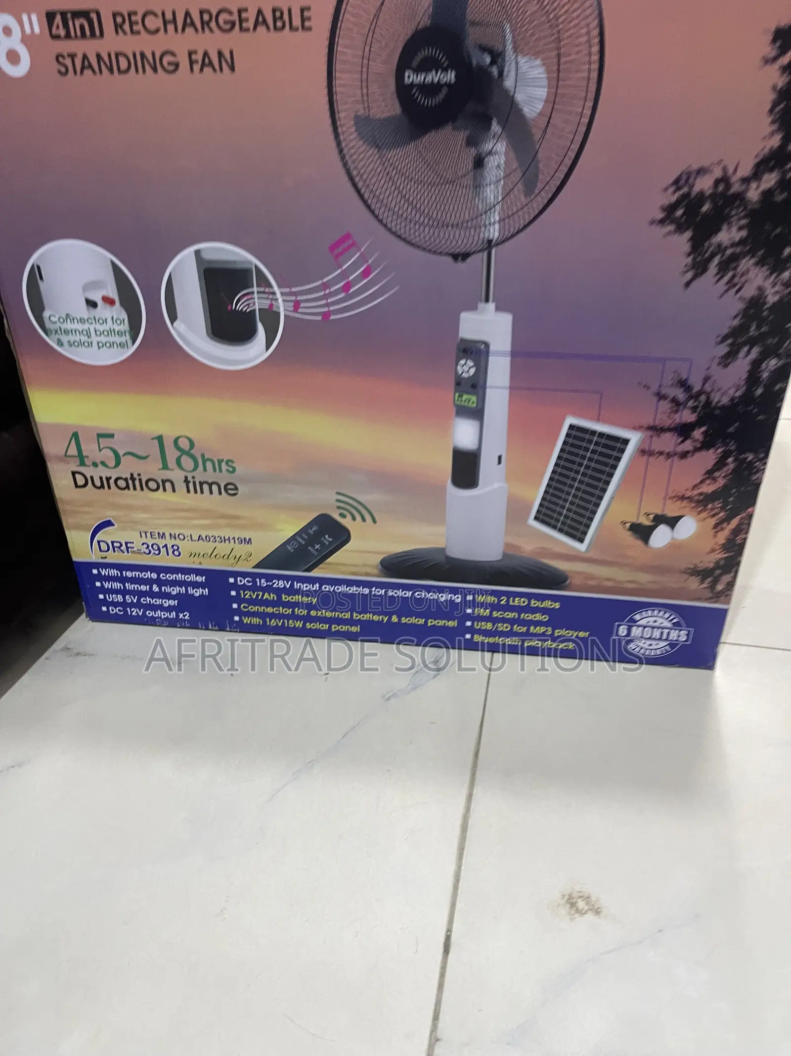 Duravolt 18′′ Rechargeable Fan for Indoor Use