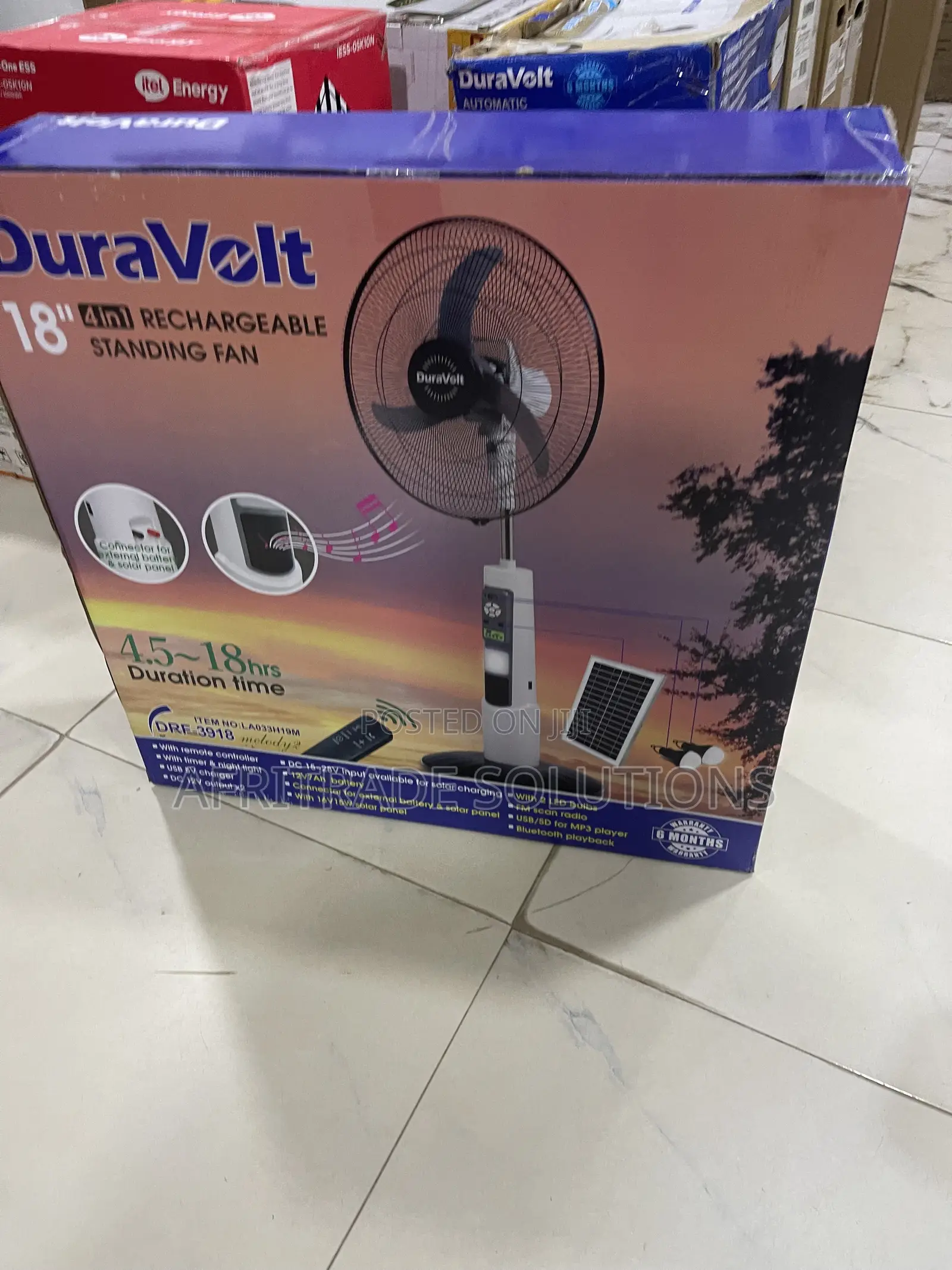 Duravolt 18′′ Solar-Powered Home Standing Fan