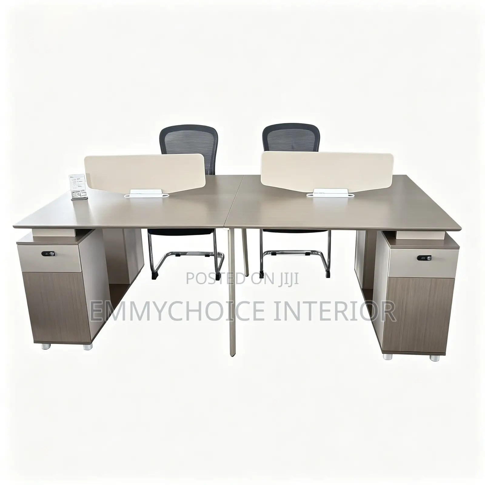 4-Seater Office Workstation Desk With Center Storage Drawers