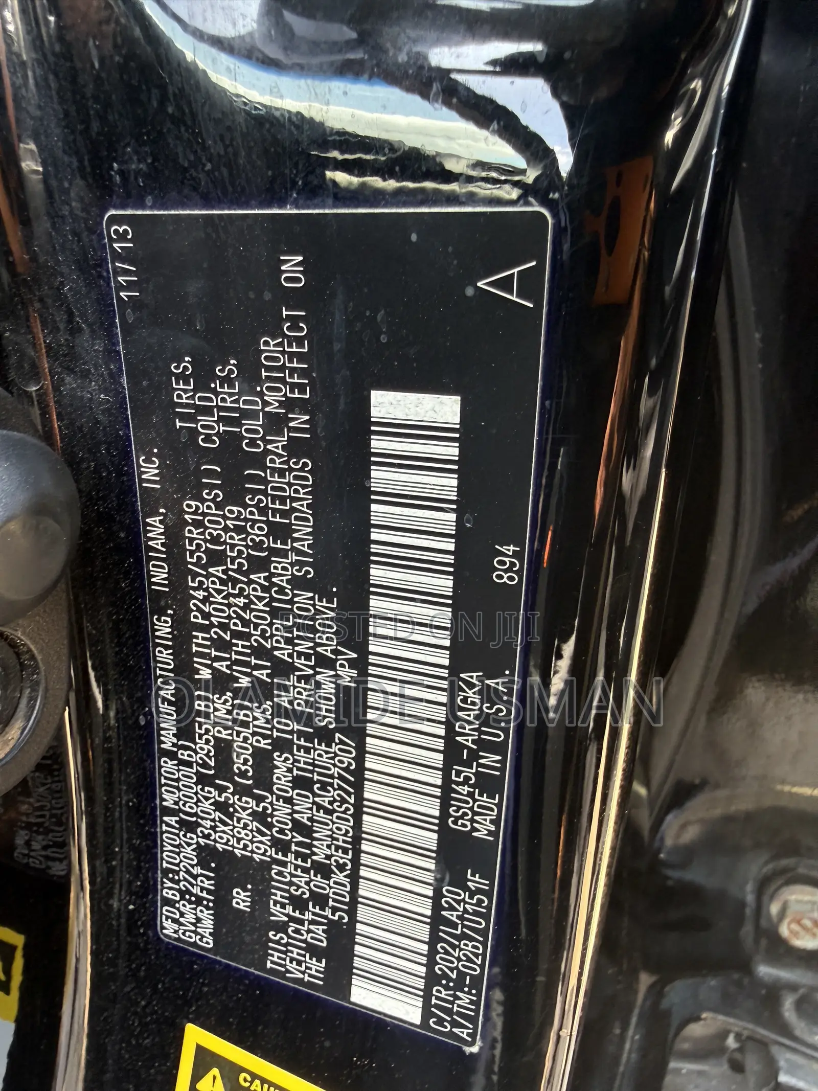 Toyota Highlander Limited 3.5L 2WD 2013 Black