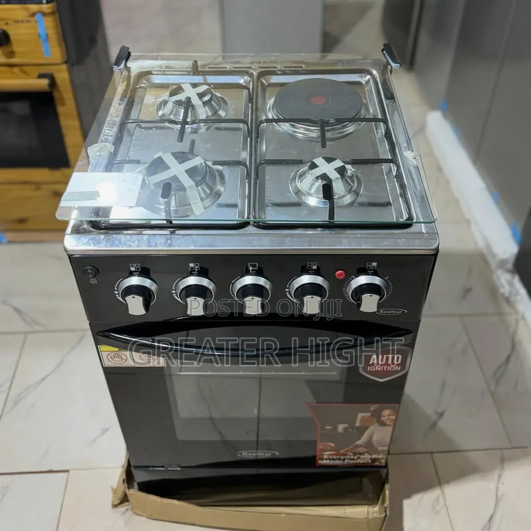 Kenstar  Gas Cooker 
50by50
3 Burner 
1 Electric 
Oven
Grill