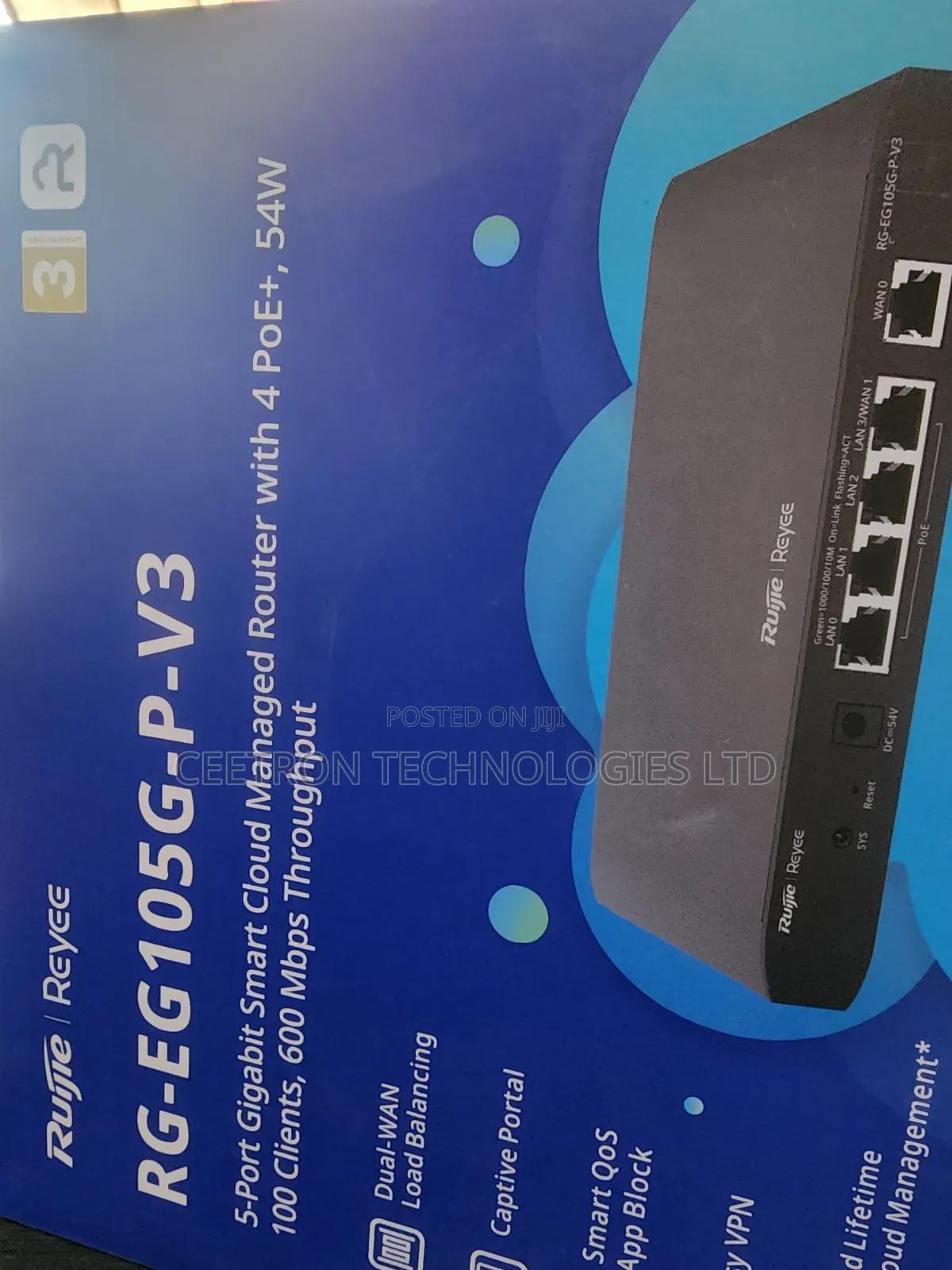 Ruijie Rg-Eg105g-P-V3 5 Port Gigabit Cloud Managed Router With  Poe