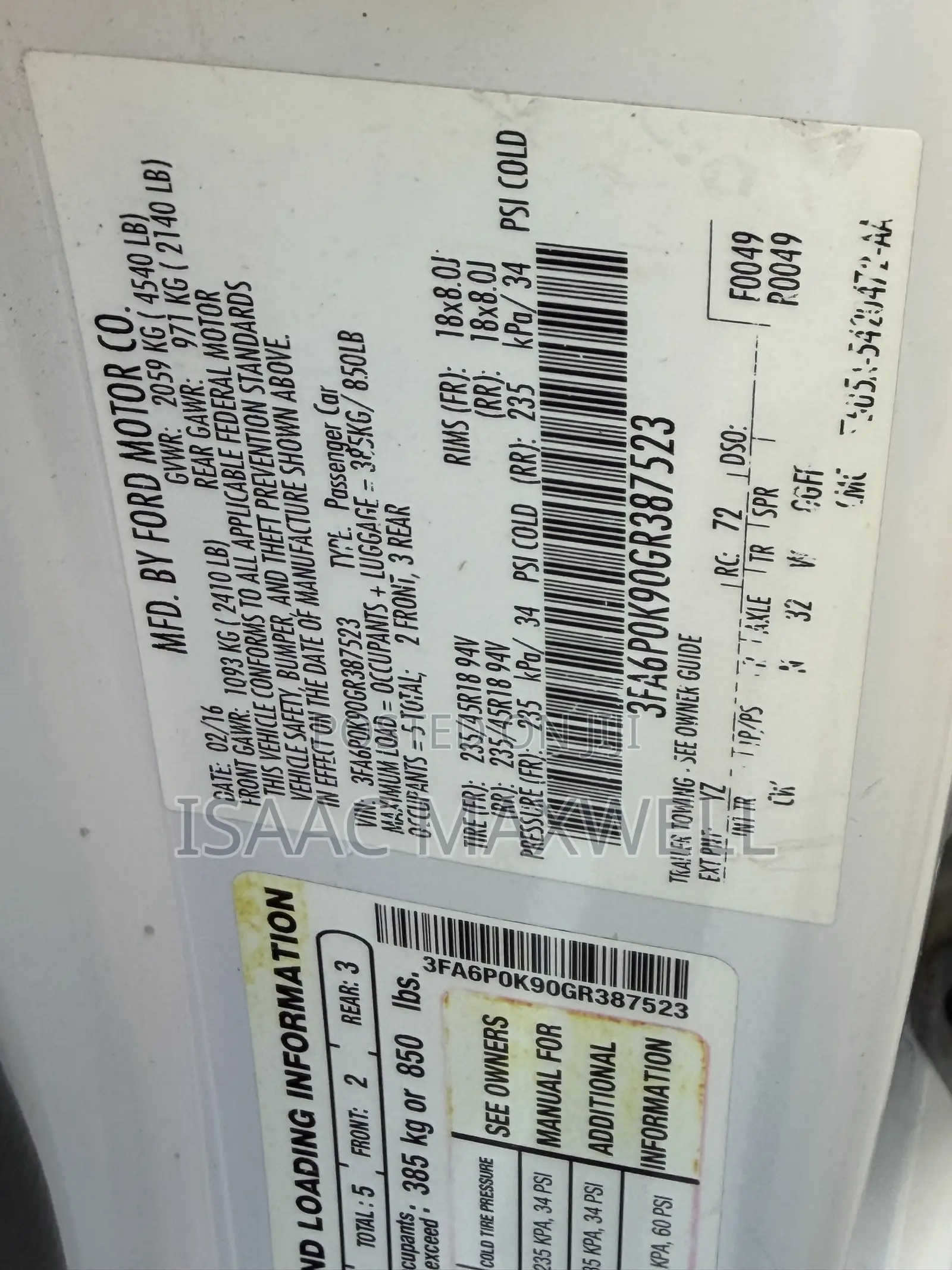 Ford Fusion Titanium AWD 2016 White