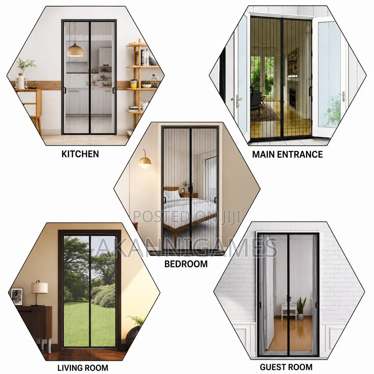 Magnetic Mosquito Net Door Curtain 90 × 210 Cm – Self-Closing (Black)